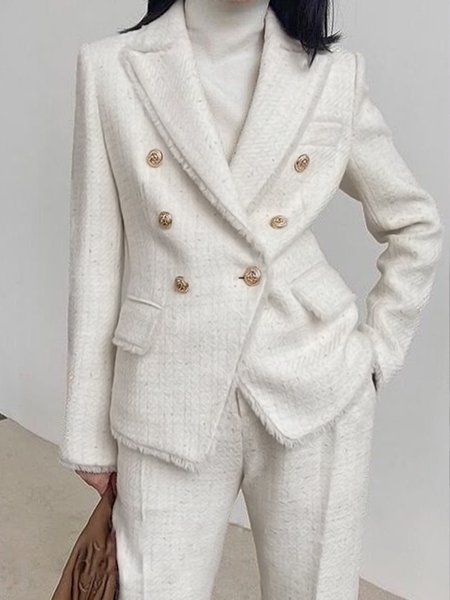 

Long sleeve Plain Regular Fit Elegant Blazer, Beige, Blazers