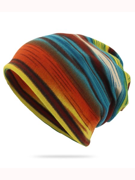 

Striped Boho Cotton All Over Print Beanie Hat, Color1, Women's Hats