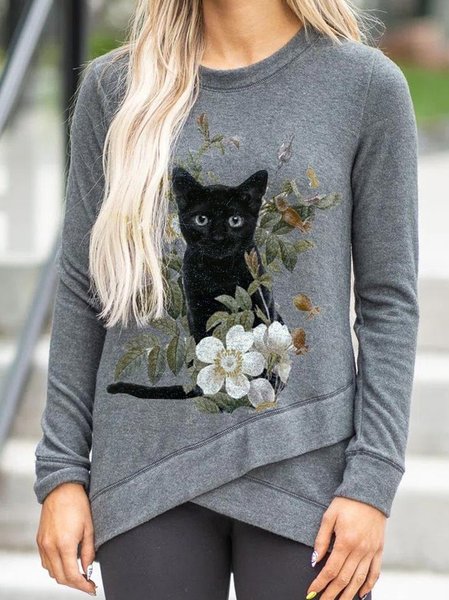 

Regular Fit Crew Neck Casual Sweatshirt, Gray, Hoodies & Sweatshirts