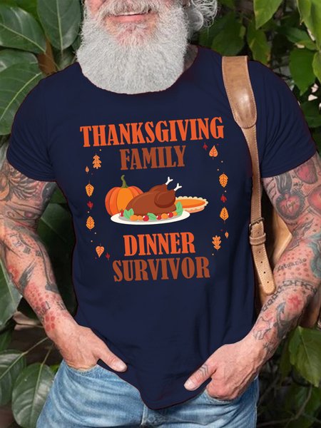 

Lilicloth X Hynek Rajtr Thanksgiving Family Dinner Survivor Men's T-Shirt, Purplish blue, T-shirts