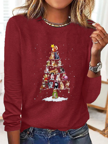 Christmas Tree Printed Casual T Shirt