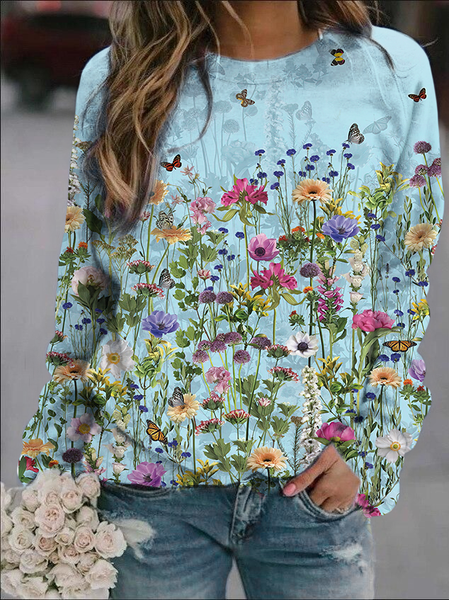 

Casual Regular Fit Floral Sweatshirt, Multicolor, Sweatshirts & Hoodies