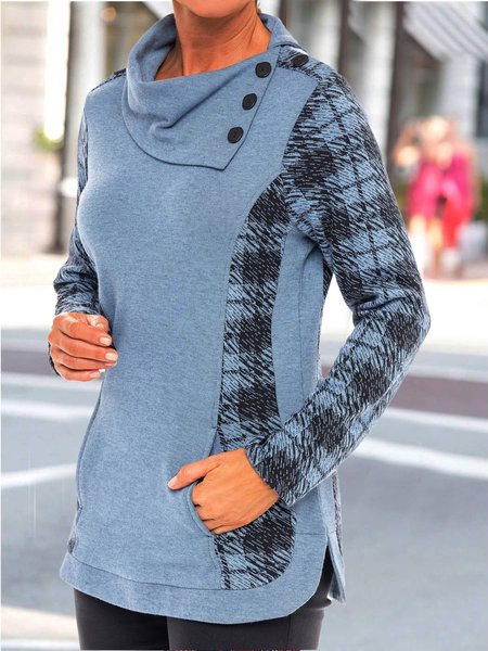 

Plaid Regular Fit Casual Sweatshirt, Blue, Hoodies & Sweatshirts