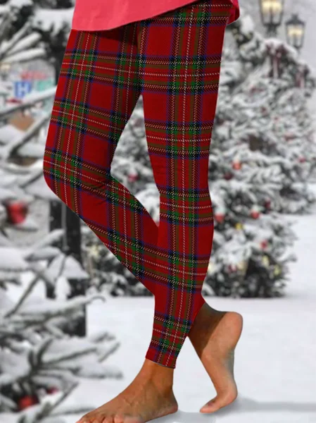 

Women's Casual Plaid All Season Long Leggings, As picture, Leggings