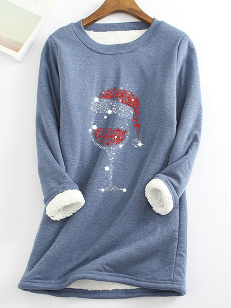 

Christmas Crew Neck Casual Warmth Sweatshirts, Blue, Sweatshirts & Hoodies