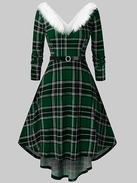 

Urban Tight Christmas V Neck Dress, Green, Dresses