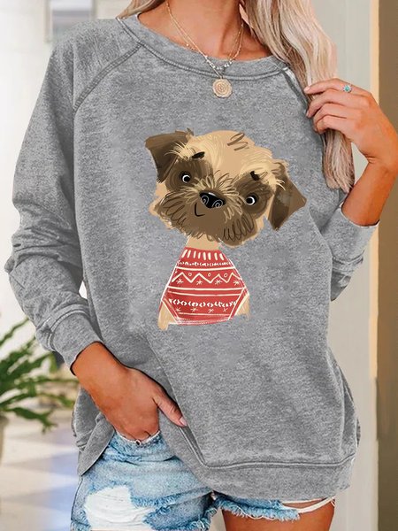

Women Funny Dog Loose Simple Sweatshirt, Gray, Hoodies&Sweatshirts