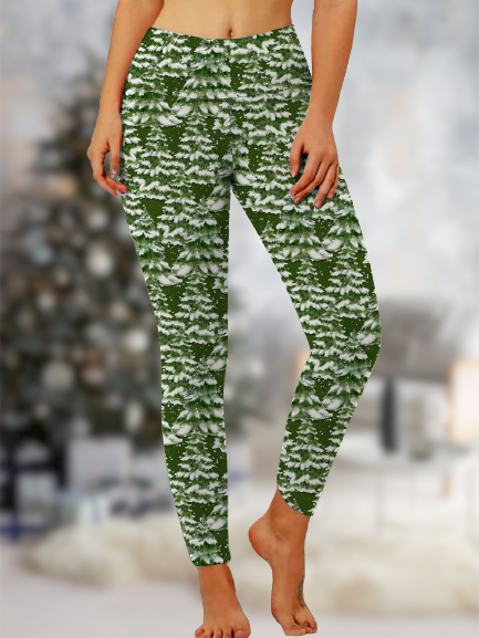

Women Christmas Regular Fit Leggings, Green, Leggings
