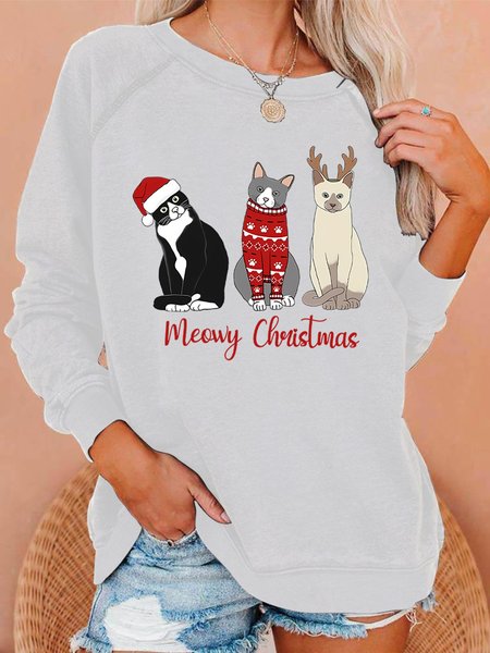 

Meowy Christmas Women's Sweatshirt, White, Hoodies&Sweatshirts