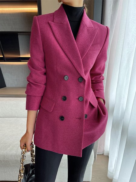 

Urban Long Sleeve Plain Lapel Collar Blazer, Rose red, Blazers