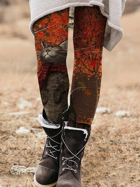 

Cat Maple Leggings, Brown, Leggings