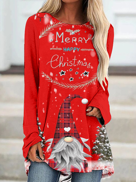 

Women Christmas Casual Loose Long sleeve Top, Red, Long sleeves