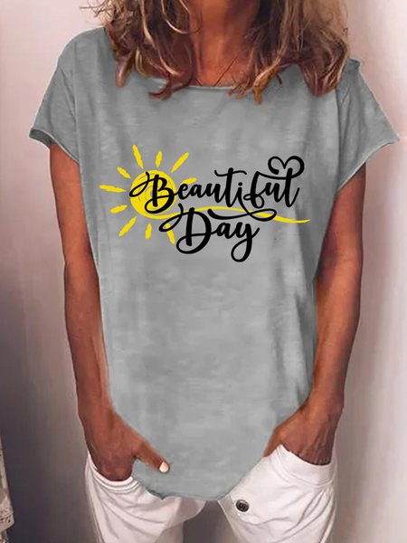

Lilicloth X JI Beautiful Day Women's T-Shirt, Gray, T-shirts
