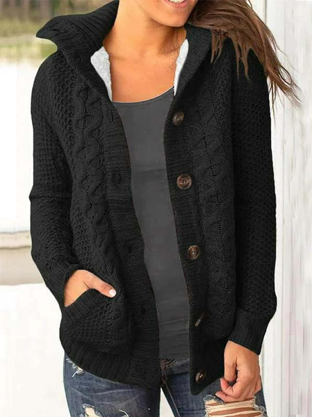 

Casual Regular Fit Shawl Collar Plain Teddy Jacket, Black, Outerwear