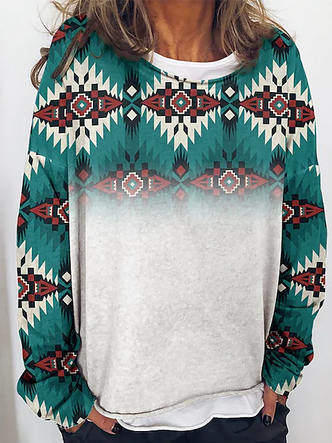

Crew Neck Loose Ethnic T-Shirt, Multicolor, T-Shirts