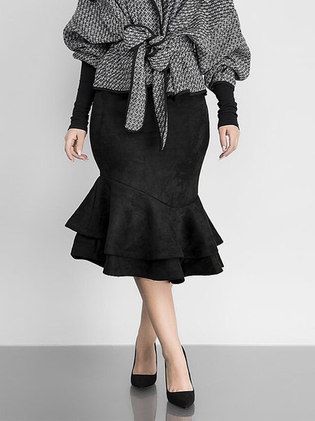 

Elegant Plain Regular Fit Skirt, Black, Skirts