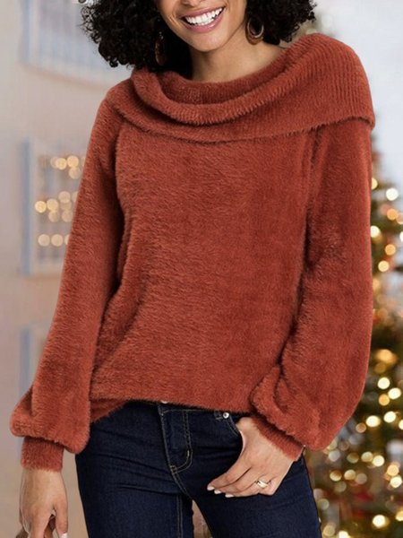 

Crew Neck Loose Urban Sweater, Red, Sweaters & Cardigans