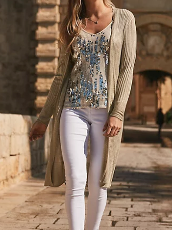 

Casual Longline Cardigan, Khaki, Cardigans