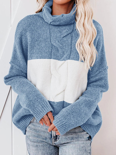 

Regular Fit Turtleneck Casual Sweater, Blue, Sweaters