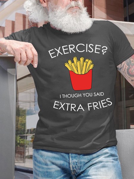 

Lilicloth X Hynek Rajtr Exercise I Though You Said Extra Fries Men's T-Shirt, Deep gray, T-shirts