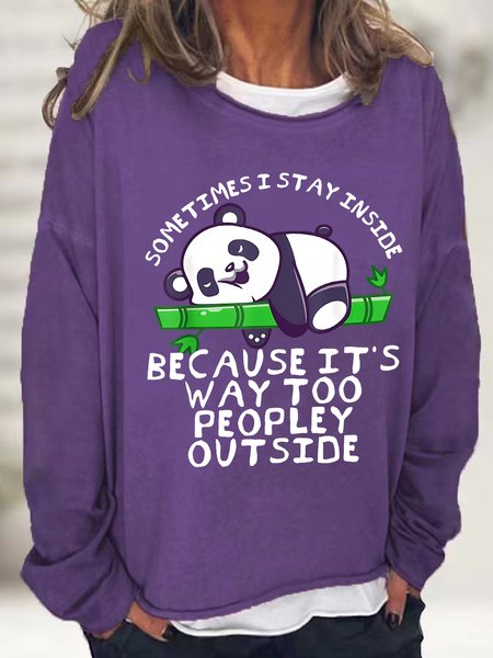 

Women Funny Its Way Too Peopley Outside Text Letters Crew Neck Simple Sweatshirt, Purple, Hoodies&Sweatshirts