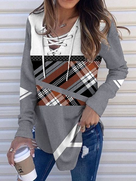 

Geometric V Neck Sweatshirts, Multicolor, Sweatshirts & Hoodies