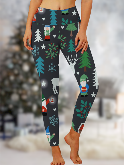 

Women Christmas Simple Leggings, Green, Leggings