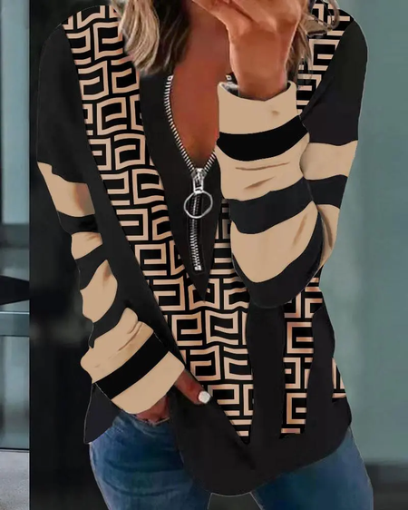 

V Neck Color Block Sweatshirts, Multicolor, Sweatshirts & Hoodies