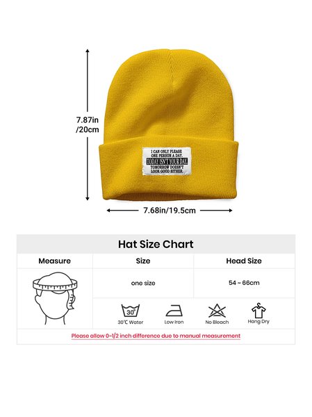 

I Can Only Please One Person A Day Funny Text Letters Beanie Hat, Yellow, Hats
