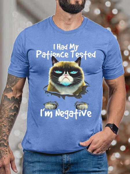 

Men I Had My Patience Tested I’m Negative Crew Neck Casual Fit T-Shirt, Light blue, T-shirts