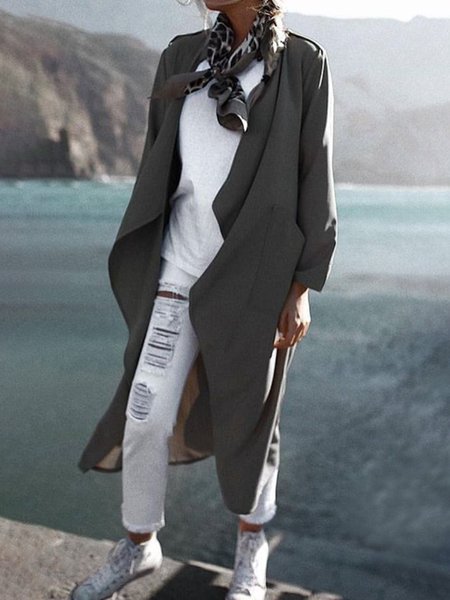 

Casual Others Plain Other Coat, Deep gray, Trench Coats