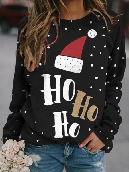 

Christmas Polka Dots Loose Sweatshirts, Black, Sweatshirts & Hoodies