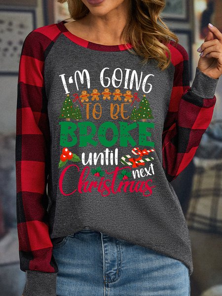 

Lilicloth X Manikvskhan I’m Going To Be Broke Until Next Christmas Women's Christmas Long Sleeve Buffalo Plaid T-Shirt, Gray, Long sleeves