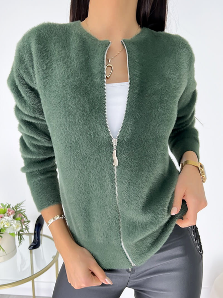 

Wool/Knitting Casual Sweater Coat, Green, Outerwear