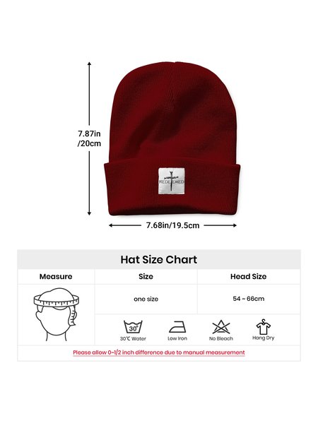 

Redeemed Religion Text Letters Beanie Hat, Wine red, Hats