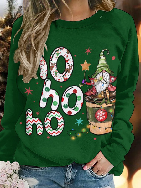 

Lilicloth X Y Ho Ho Ho Christmas Gnome Women's Raglan Sleeve Sweatshirt, Green, Hoodies&Sweatshirts