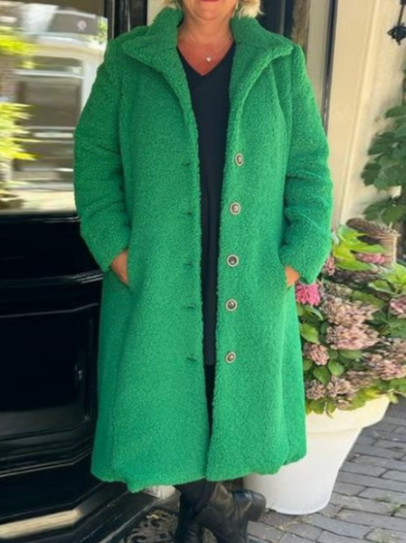 

Shawl Collar Fluff/Granular Fleece Fabric Casual Teddy Coat, Green, Outerwear