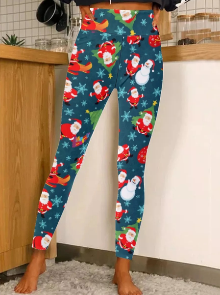 

Womens Christmas Santa Casual Leggings, As picture, Leggings