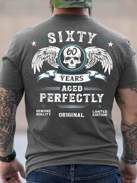 

Men Sixty Years Aged Perfectly Original Text Letters Casual Loose T-Shirt, Deep gray, T-shirts