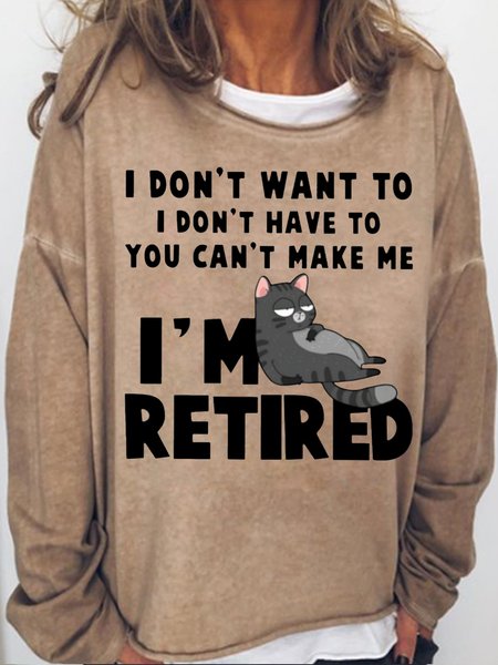 

Womens I'm Retired Funny Cat Sweatshirt, Light brown, Hoodies&Sweatshirts
