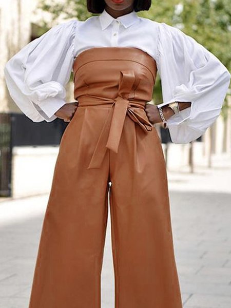 

Shirt Collar Urban Regular Fit Long Sleeve Blouse, White, Blouses and Shirts