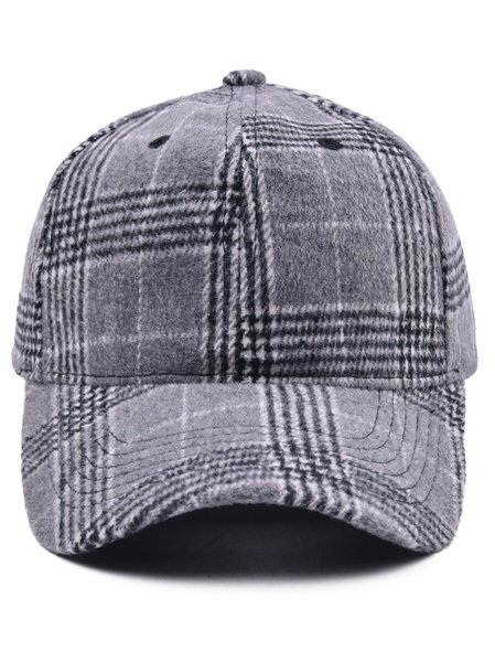

Christmas Contrasting Plaid Cap Baseball Cap Holiday Party Matching, Light gray, Men Hats &Scarves&Gloves