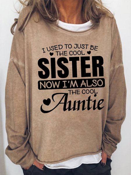 

Women's I Use To Just Be The Cool Sister Funny Graphic Print Casual Text Letters Crew Neck Sweatshirt, Khaki, Hoodies&Sweatshirts