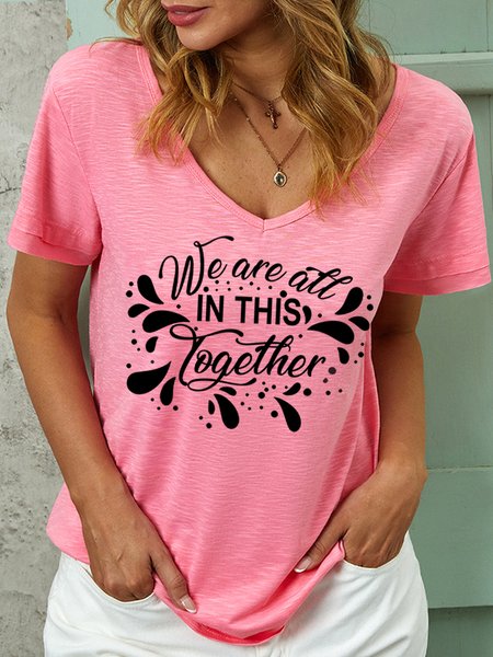 

Lilicloth X Y We Are All In This Together Women‘s V Neck T-Shirt, Pink, T-shirts