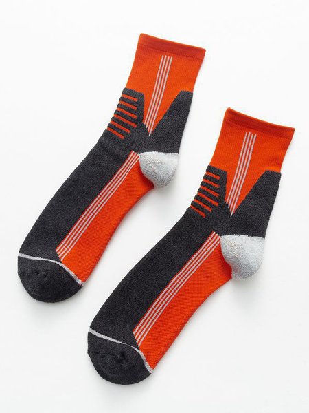 

Casual Striped Pattern Socks Tall Socks High Stretch Comfort, Orange, Men Socks