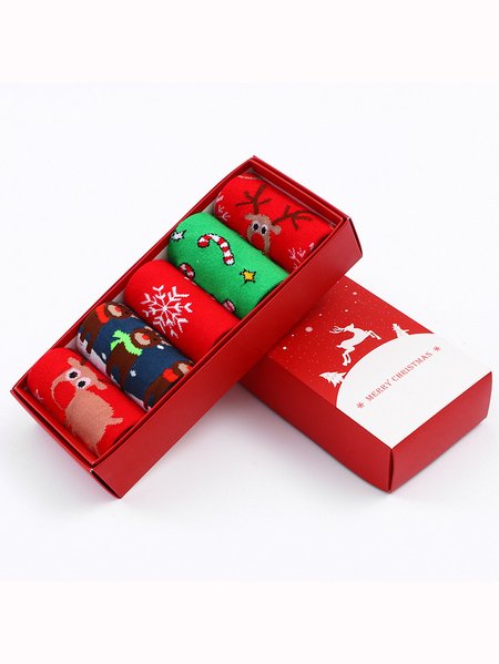 

Christmas Gift Set 5 Pack Christmas Graphic Over The Calf Socks, Color1, Socks