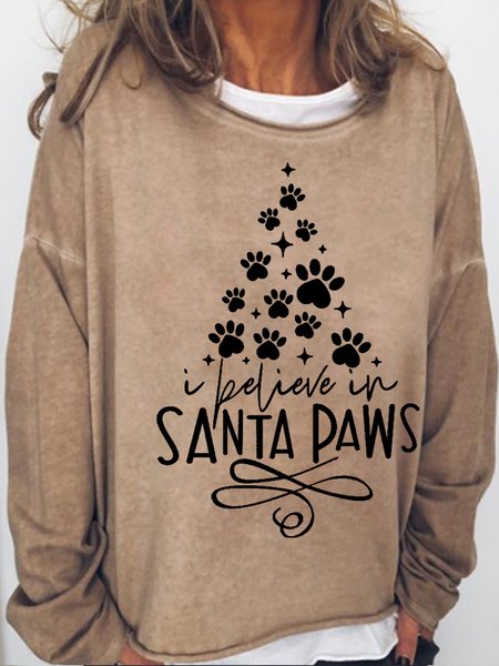

Womens I Believe In Santa Paws Casual Sweatshirt, Light brown, Hoodies&Sweatshirts