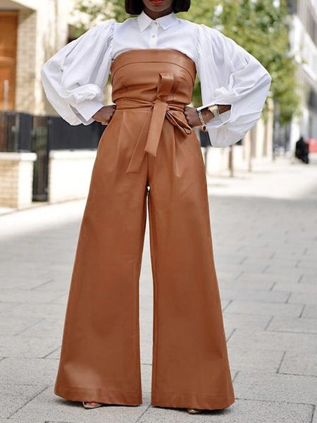 

Cold Shoulder Urban Regular Fit Jumpsuit, Brown, Jumpsuits