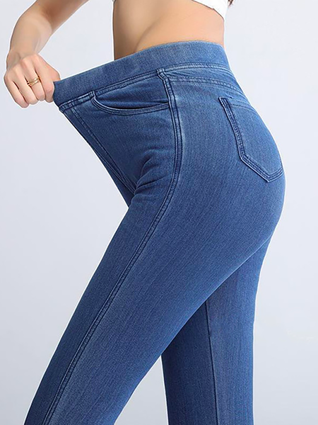 

Regular Fit Elastic Legging Jeans, Blue, Jeans