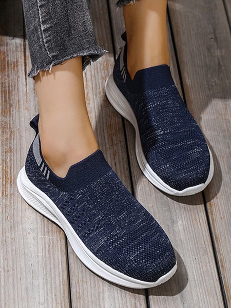 

Plus Size Breathable Mesh Fabric Slip On Sneakers, Blue, Sneakers